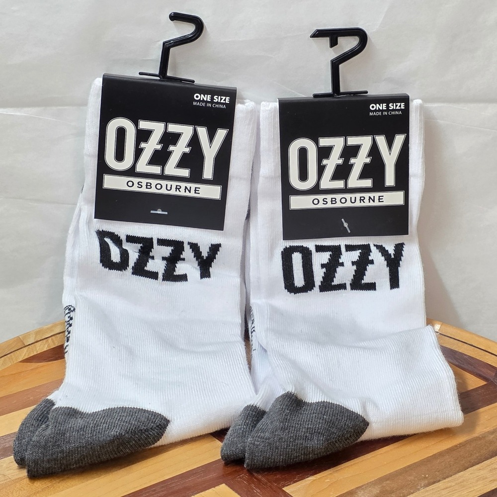 Ozzy Osbourne Men Unisex White Crew Socks Logo Rock Band OZF301-100-ODU New Rock